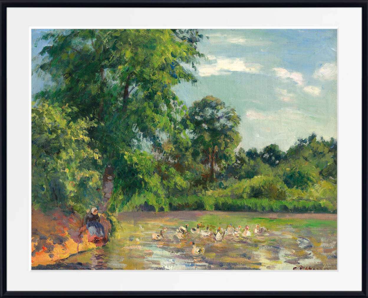 Camille Pissarro Print, Ducks on the Montfoucault pond