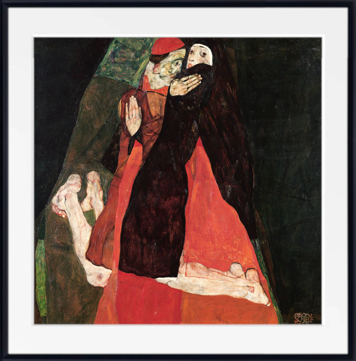 Egon Schiele Print, Cardinal and Nun (Caress)