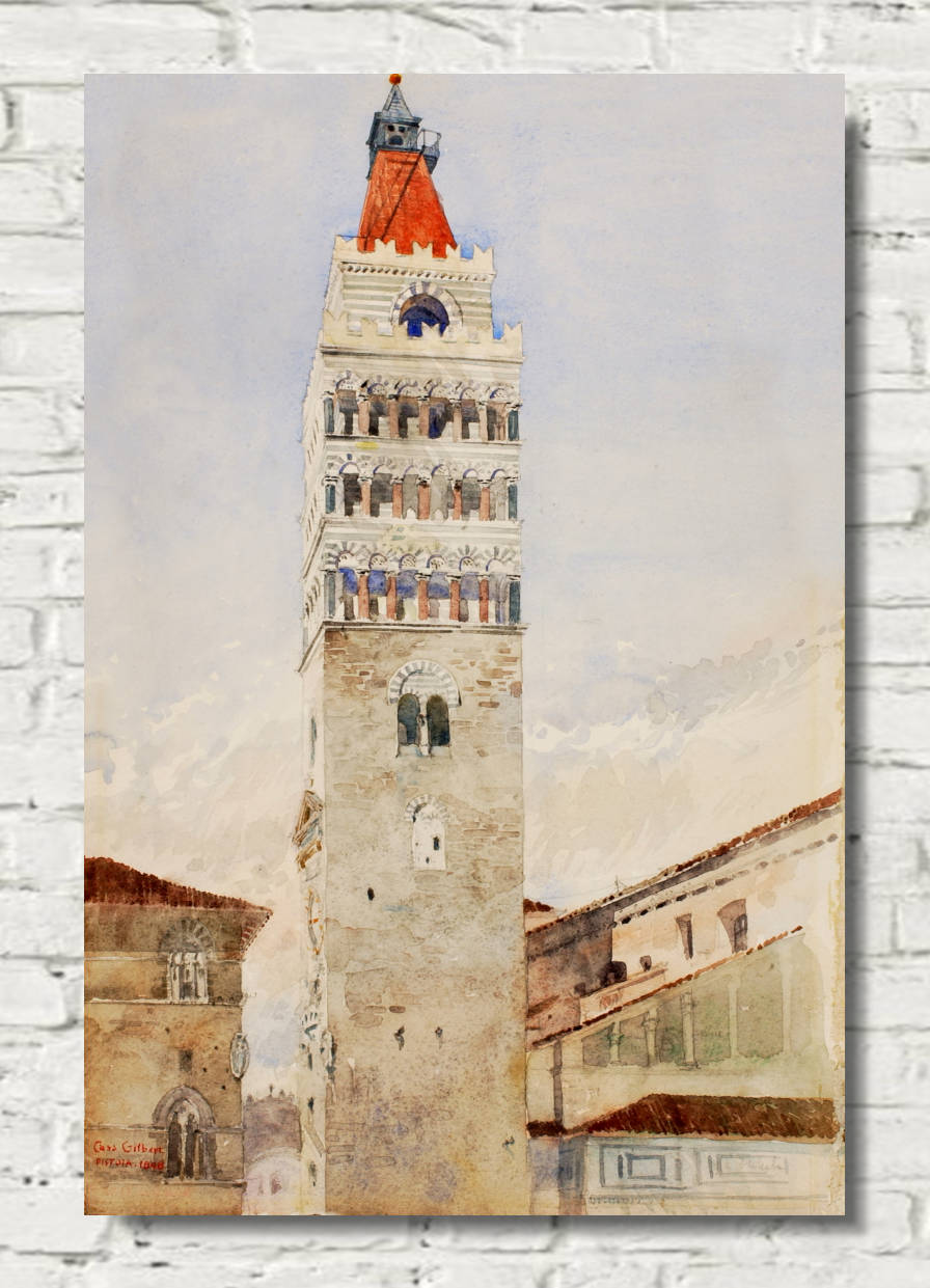 Cass Gilbert Print, Cathedral Tower, Pistoia, Italy (1898)