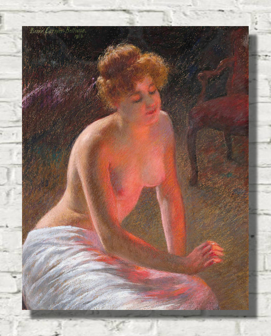 Pierre Carrier-Belleuse Print, Contemplation by firelight (1902)