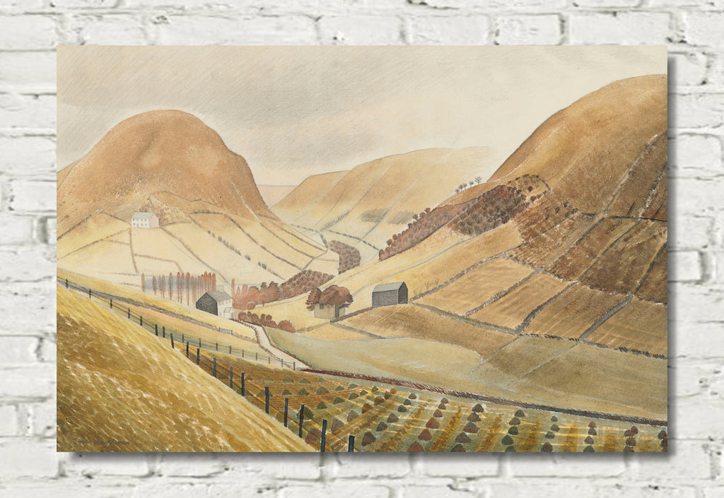 Corn Stooks and Farmsteads – Hill Farm, Capel-yffin by Eric Ravilious