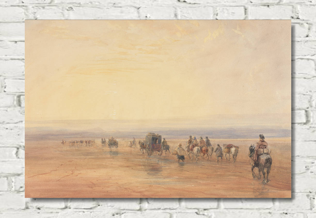 David Cox Print, Crossing Lancaster Sands (1830s)