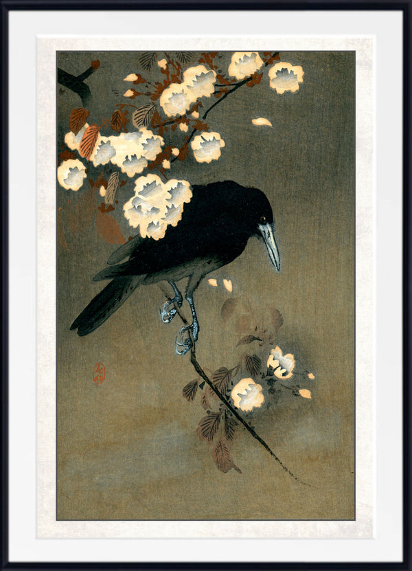 Ohara Koson Japanese Fine Art Print, Crow and Blosom