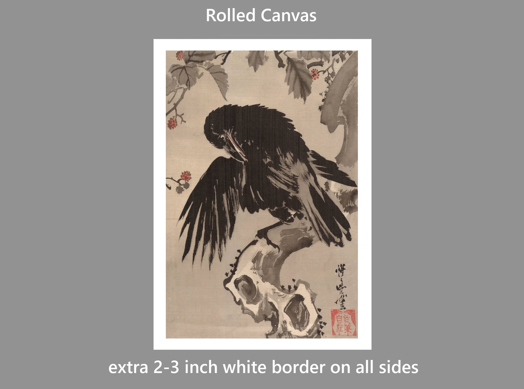 Kawanabe Kyōsai Print, Crow on a Branch