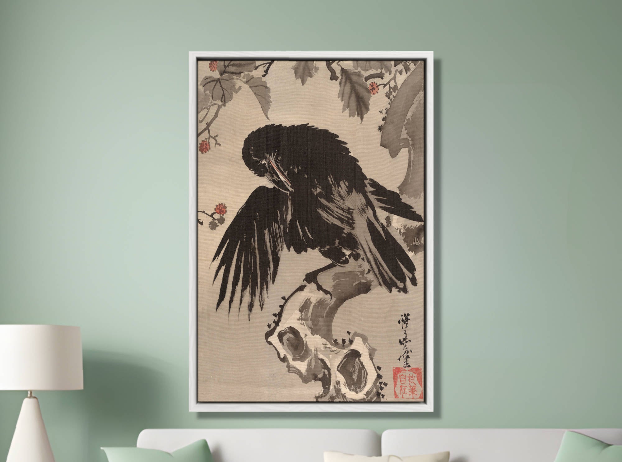 Kawanabe Kyōsai Print, Crow on a Branch