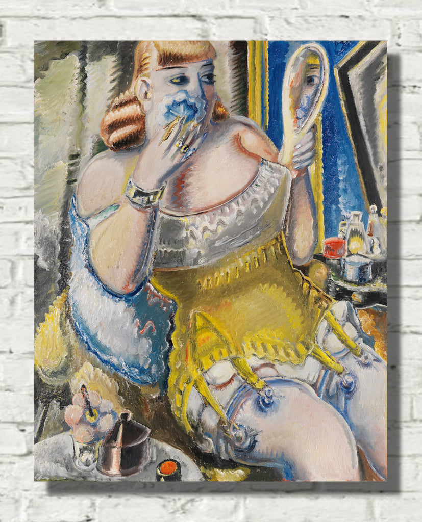 Prostitute, powdering herself, in yellow corset (1938) by Paul Kleinschmidt