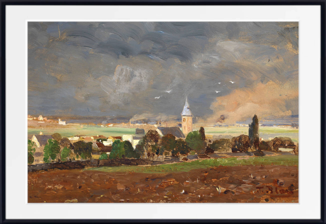 Tina Blau Print, Village landscape before the storm