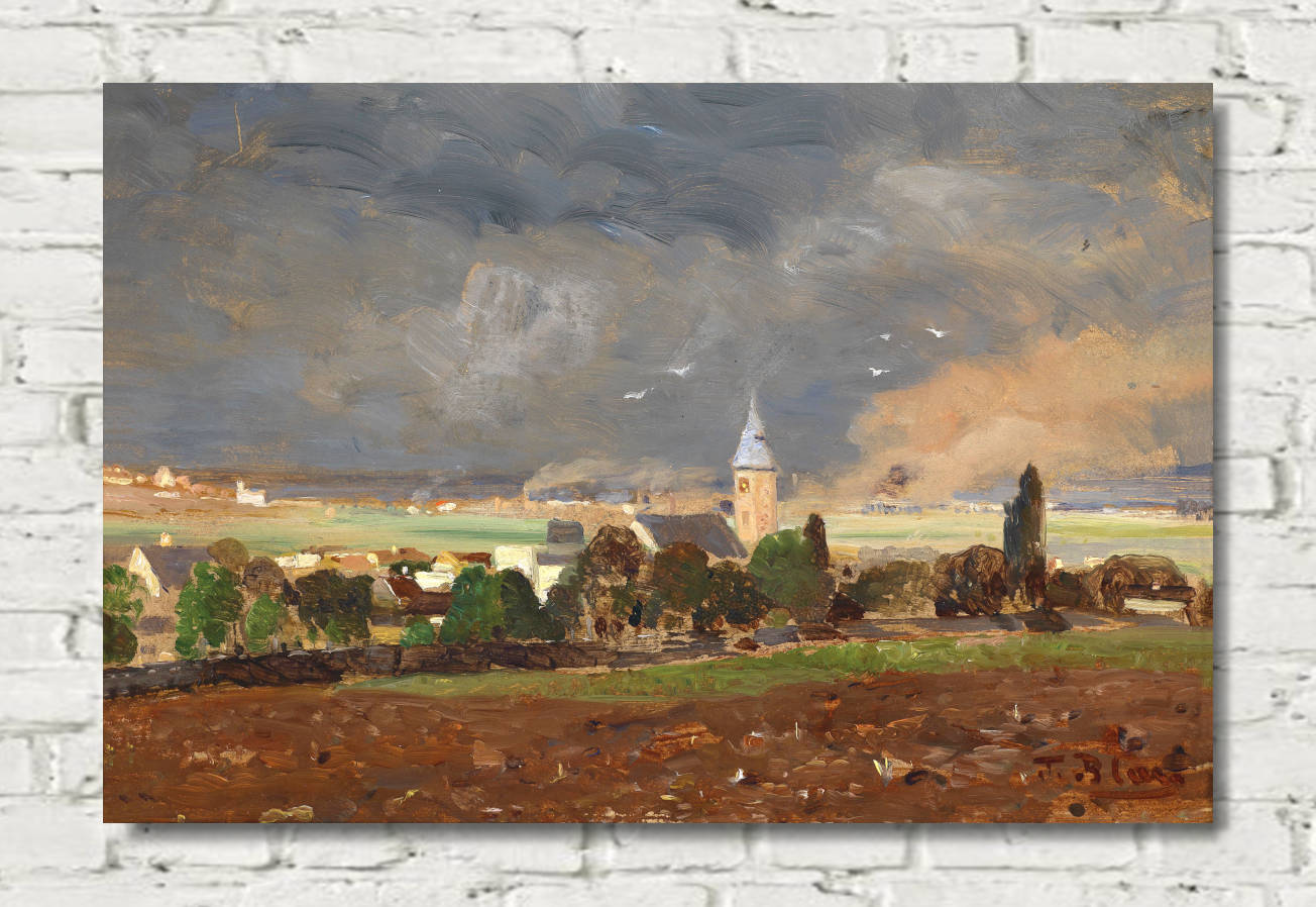 Tina Blau Print, Village landscape before the storm