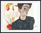 Egon Schiele Fine Art Print, Self Portrait with Physalis