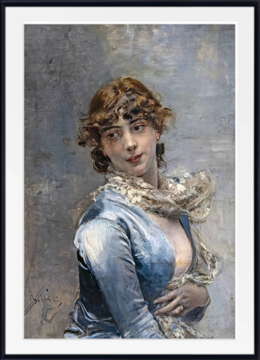 Giovanni Boldini Fine Art Print, Elegant in the blue dress