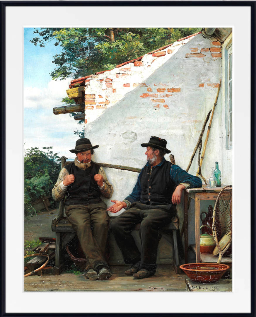 Carl Bloch Print, A Conversation between Two Fishermen (1880)