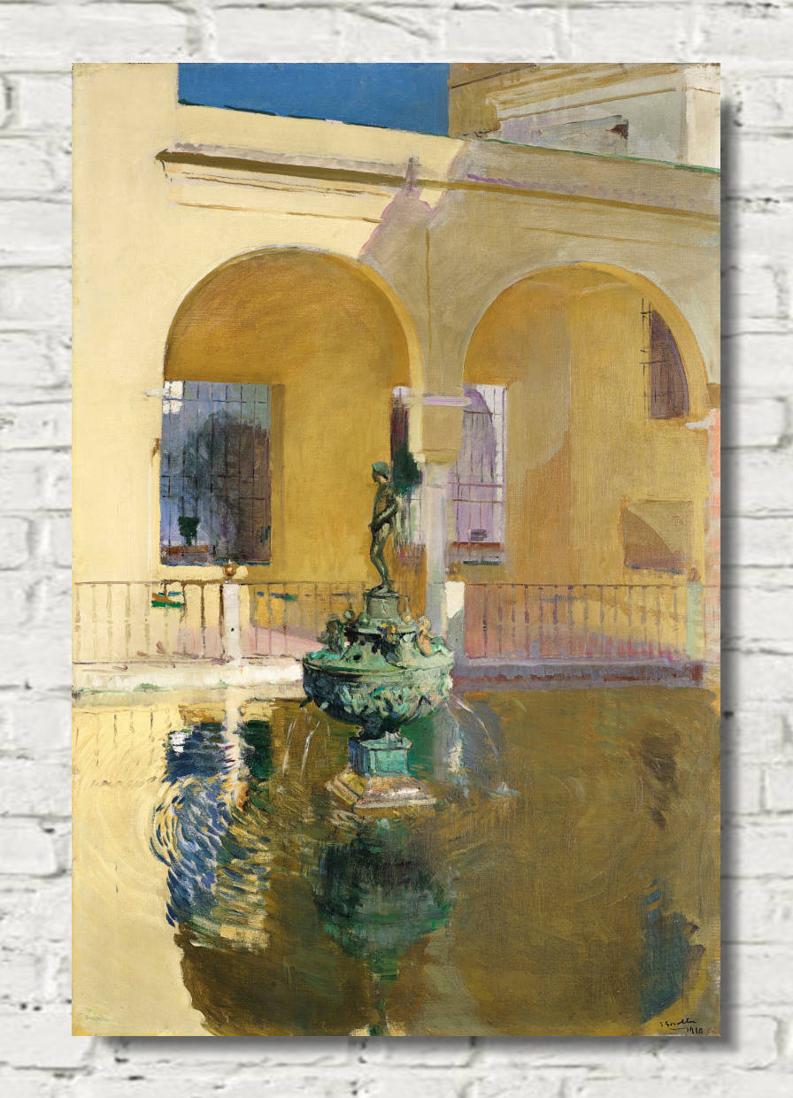 Joaquín Sorolla Print, Pond of Charles V, Alcázar, Seville (1910)