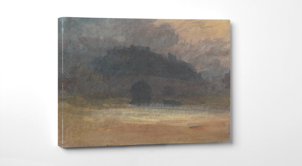 Evening Landscape with Castle and Bridge in Yorkshire by William Turner