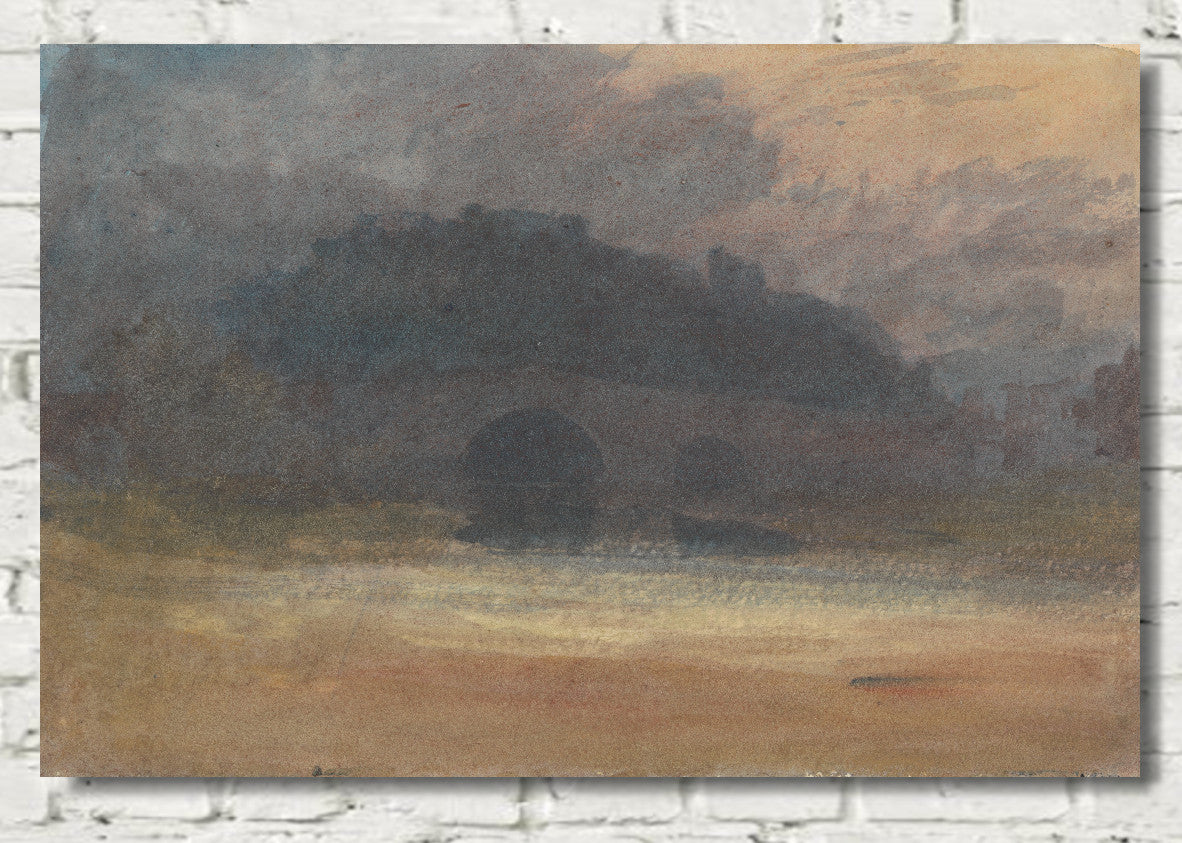 Evening Landscape with Castle and Bridge in Yorkshire by William Turner