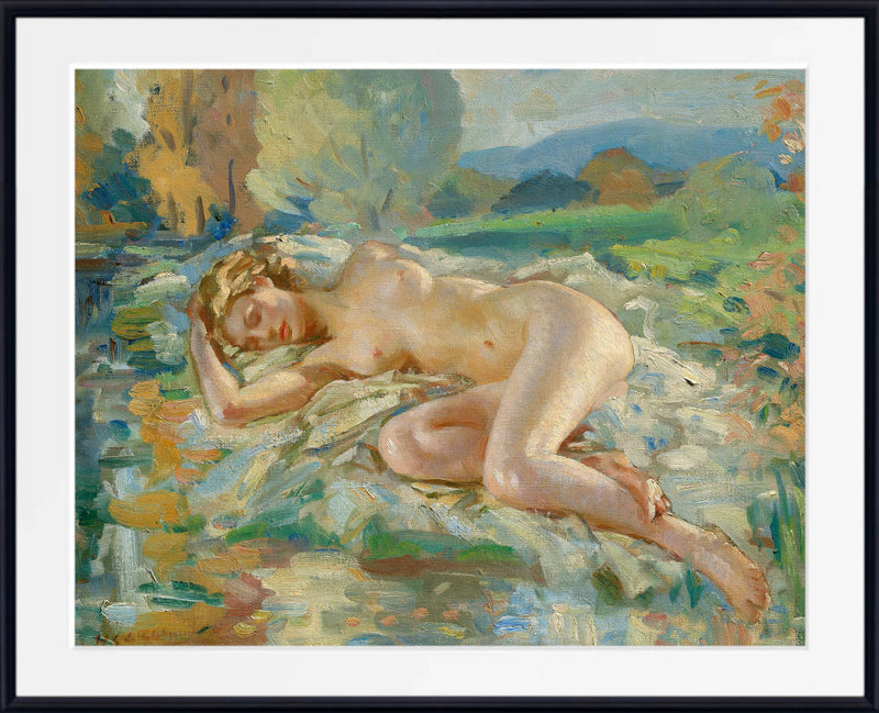 Female Nude Reclining by Wilfrid Gabriel de Glehn framed print