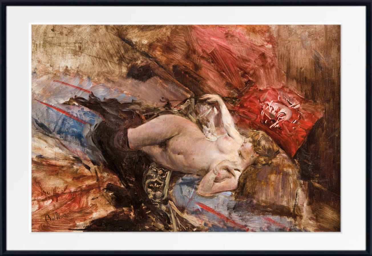 Giovanni Boldini Print, Female nude with black stockings