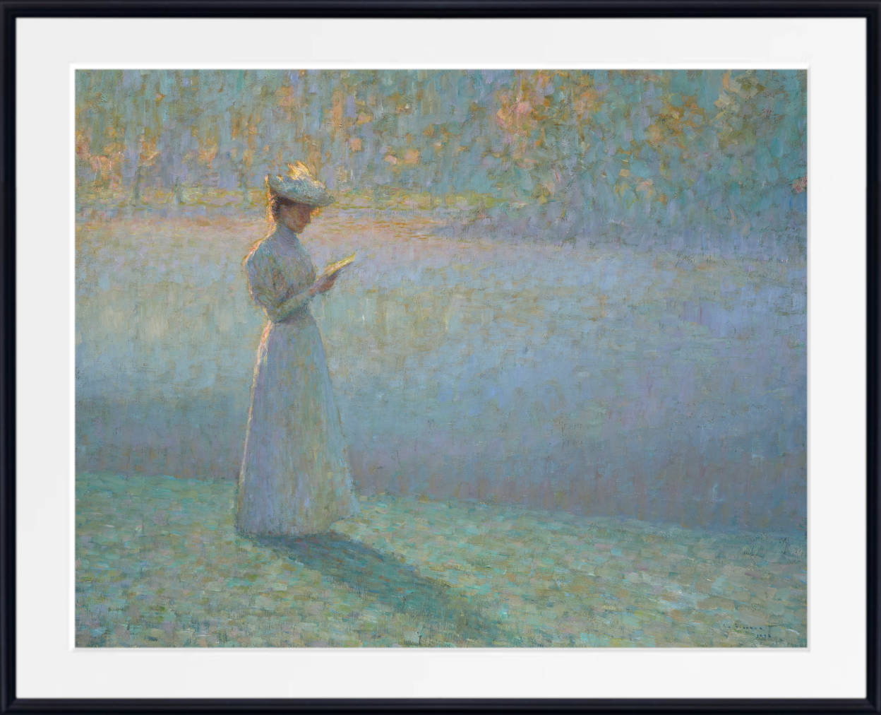 Henri Le Sidaner Print, Woman reading in a landscape (1898)