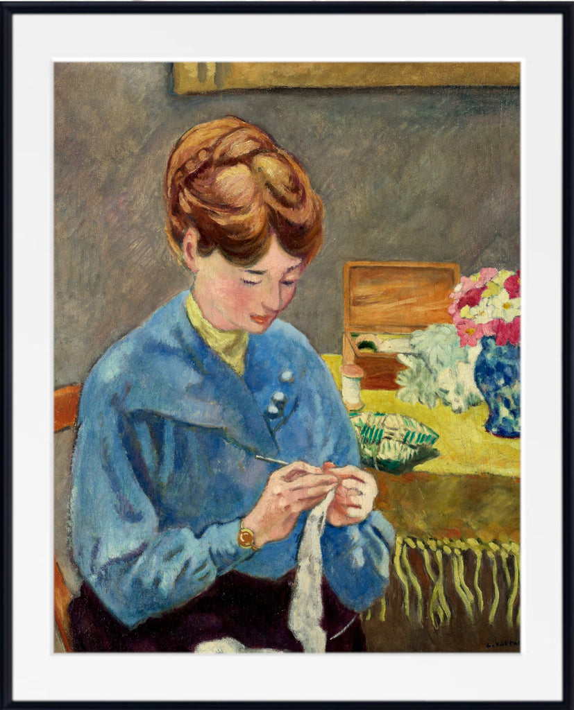 Woman Knitting (1922) by Louis Valtat