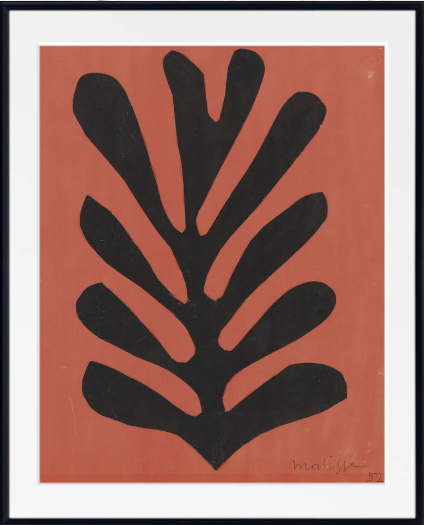 Black leaf on red background by Henri Matisse