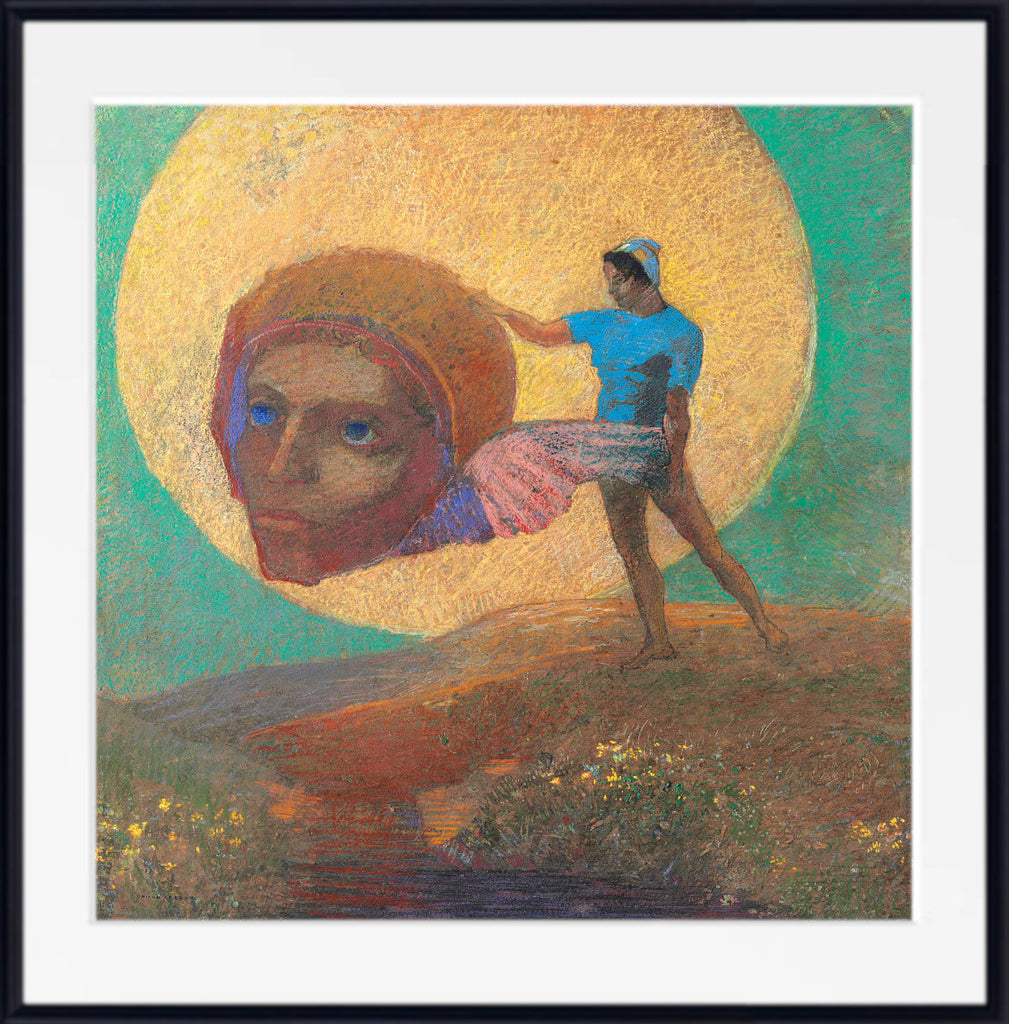 Figure wearing a winged head (The Fall of Icarus) by Odilon Redon