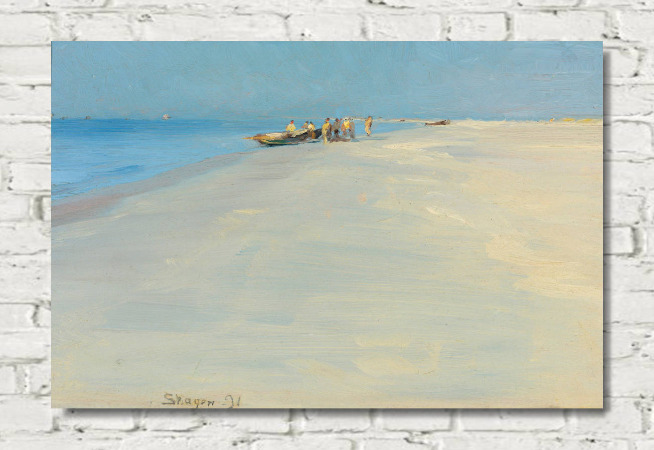 PS Krøyer Print, Fishermen On The Beach At Skagen (1891)