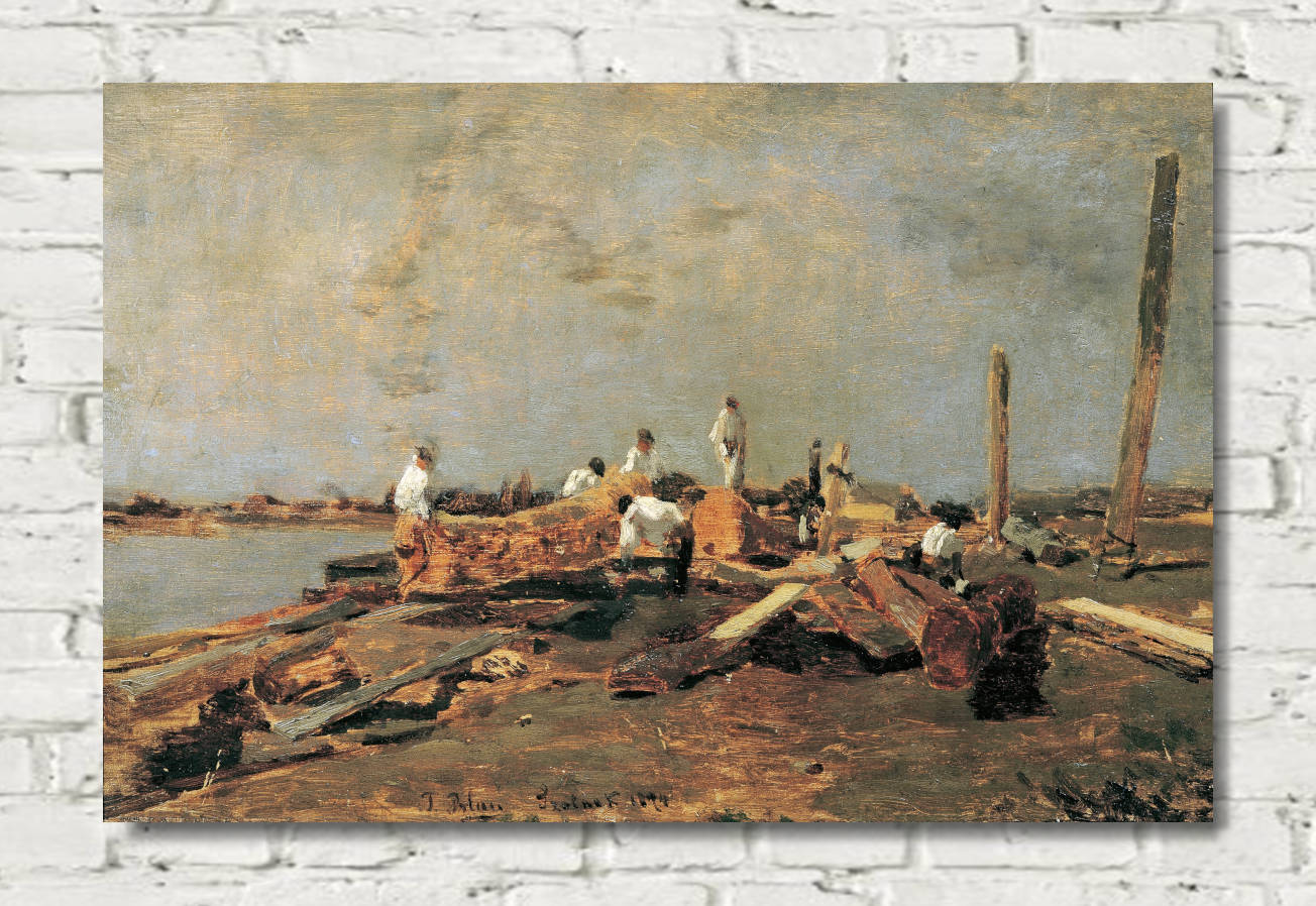 Tina Blau Print, Raftsmen on the Tisza (1874)