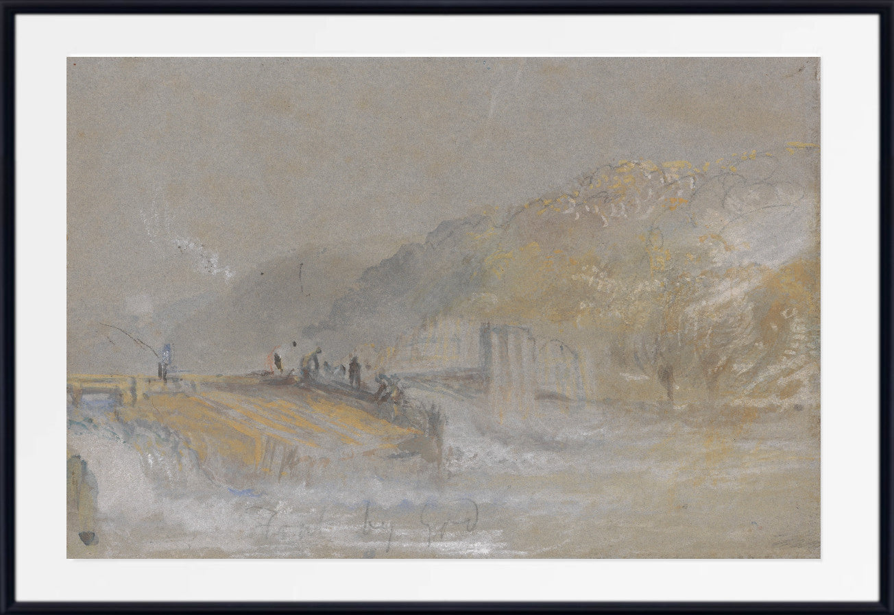 Foul by God River Landscape with Anglers Fishing From a Weir by William Turner