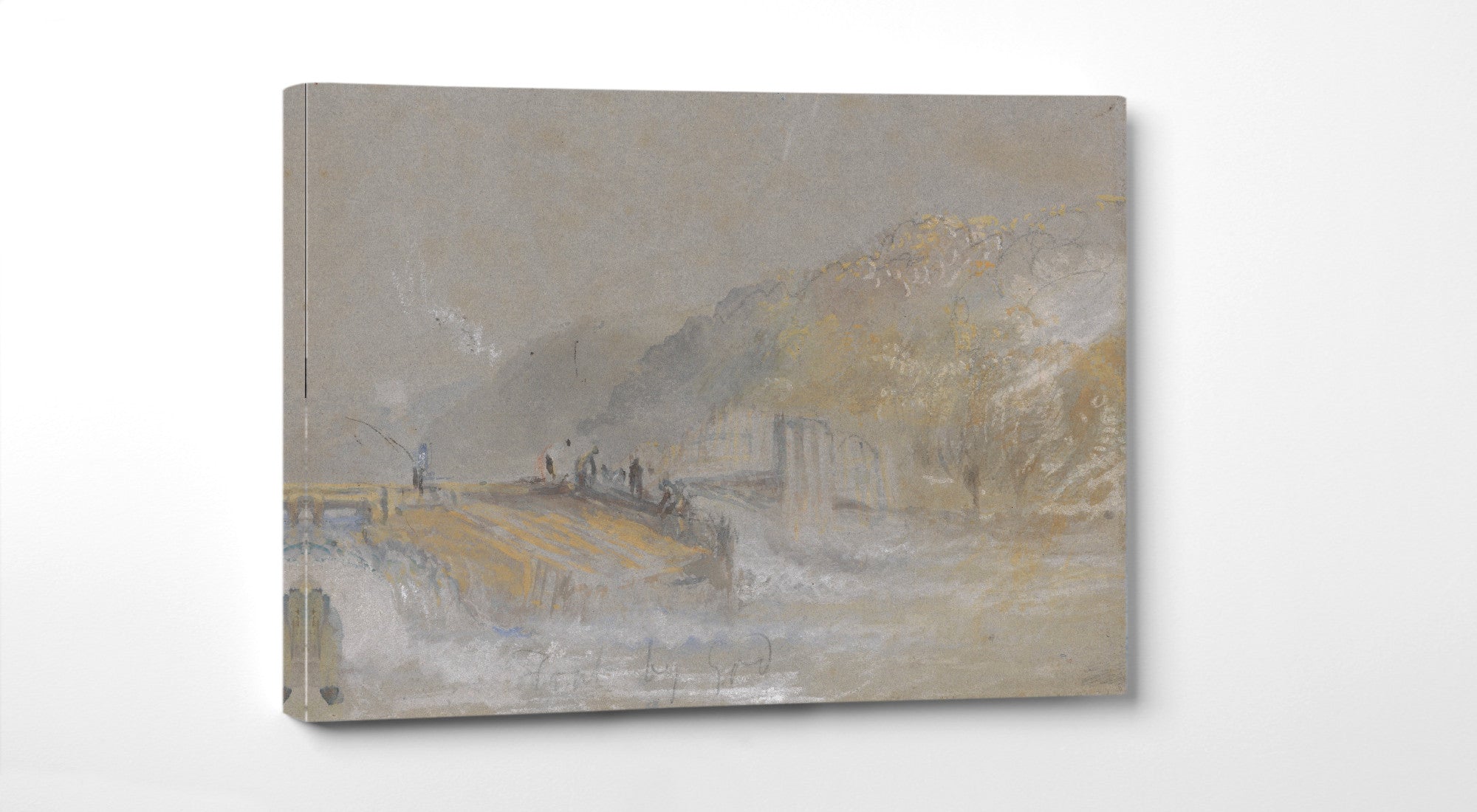 Foul by God River Landscape with Anglers Fishing From a Weir by William Turner