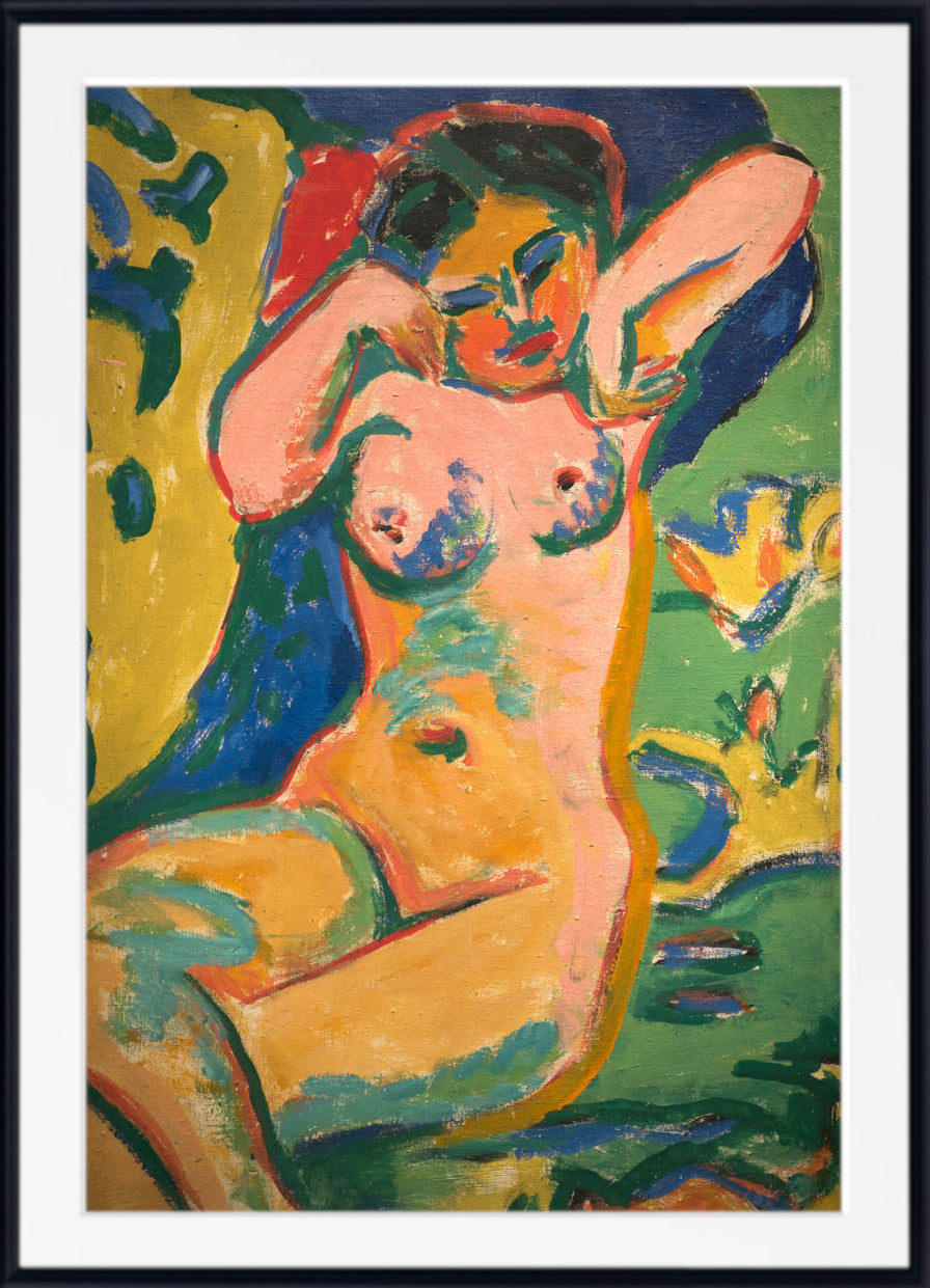 Ernst Ludwig Kirchner Expressionism Fine Art Print, Girl in a Flowering Meadow
