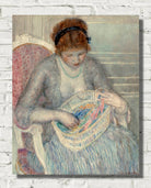 Frederick Carl Frieseke Prints, Girl with a Basket of Ribbons (1915) from GalleryThane
