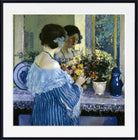 Frederick Carl Frieseke – Girl in Blue Arranging Flowers (1915) Fine Art Prints From GalleryThane