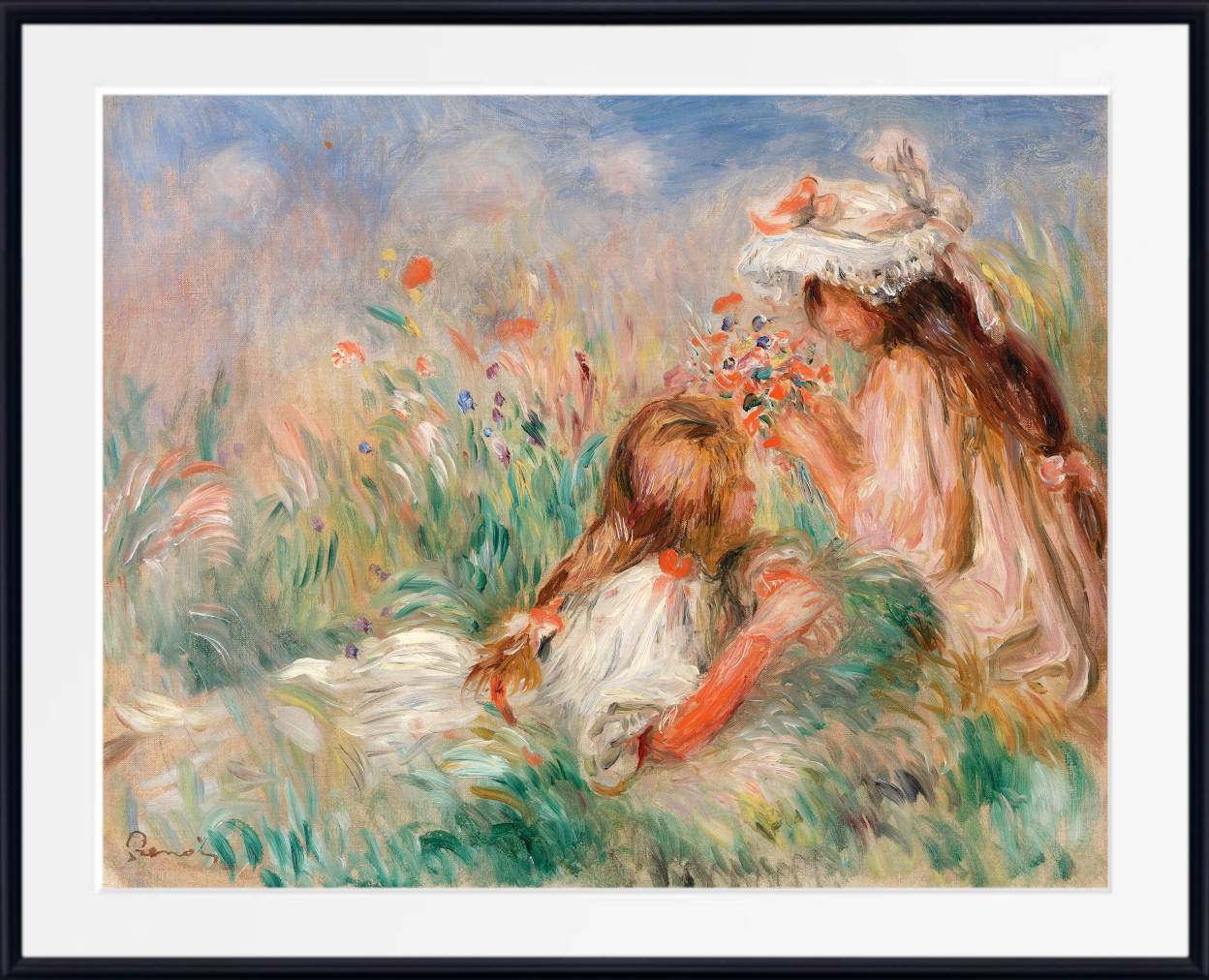 Renoir Print, Girls in the Grass Arranging a Bouquet (c. 1890)