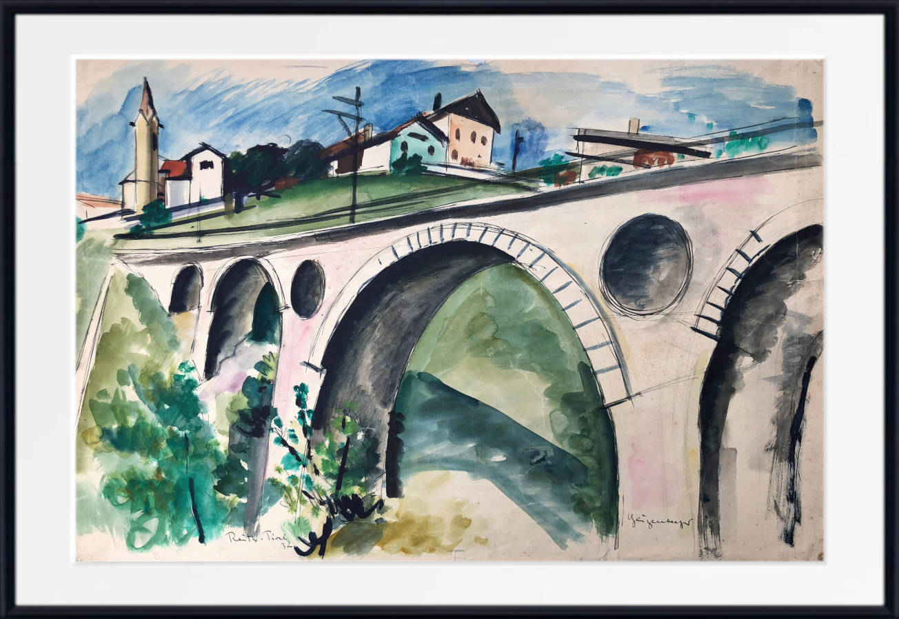 Otto Geigenberger Print, Gurglbach Viaduct near Reith near Seefeld in Tyrol (1932)