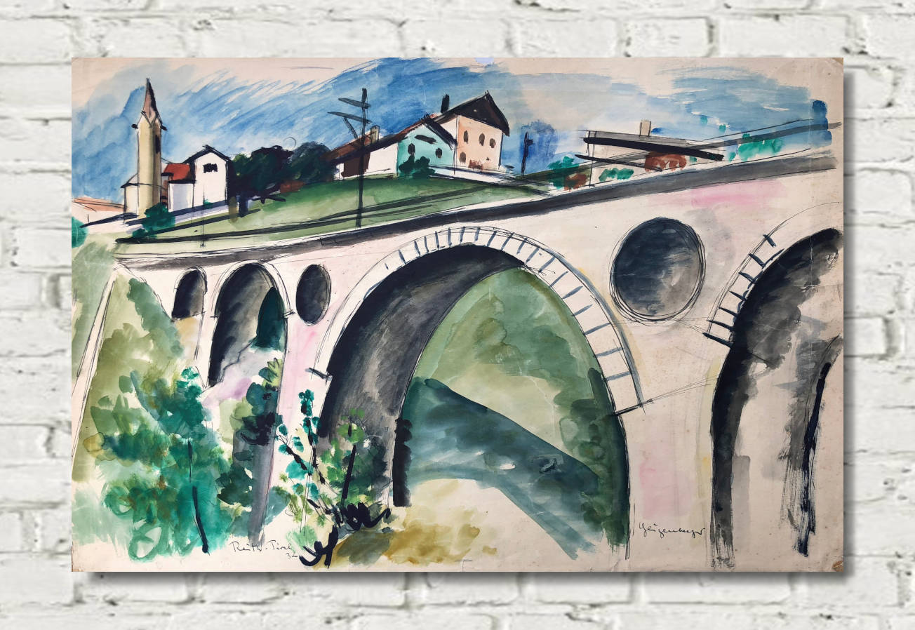 Otto Geigenberger Print, Gurglbach Viaduct near Reith near Seefeld in Tyrol (1932)