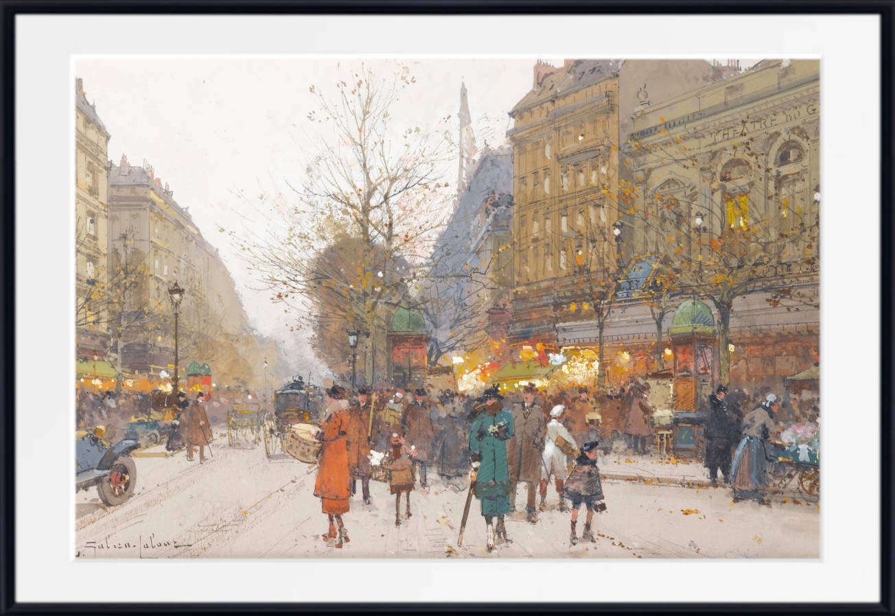 Eugène Galien-Laloue Print : Gymnasium Theatre, Bonne-Nouvelle Boulevard, Paris