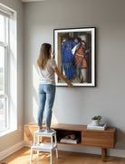 Hanging a romantic framed print from GalleryThane- Hellelil and Hildebrand, the Meeting on the Turret Stairs, Frederic William Burton