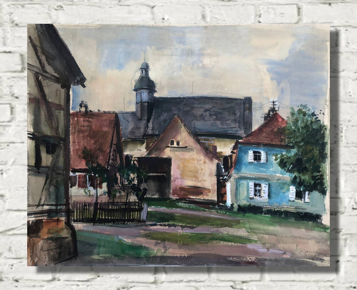 Otto Geigenberger Print, Houses in Franconia (Burgelern Castle in the Bamberg district) (1944)