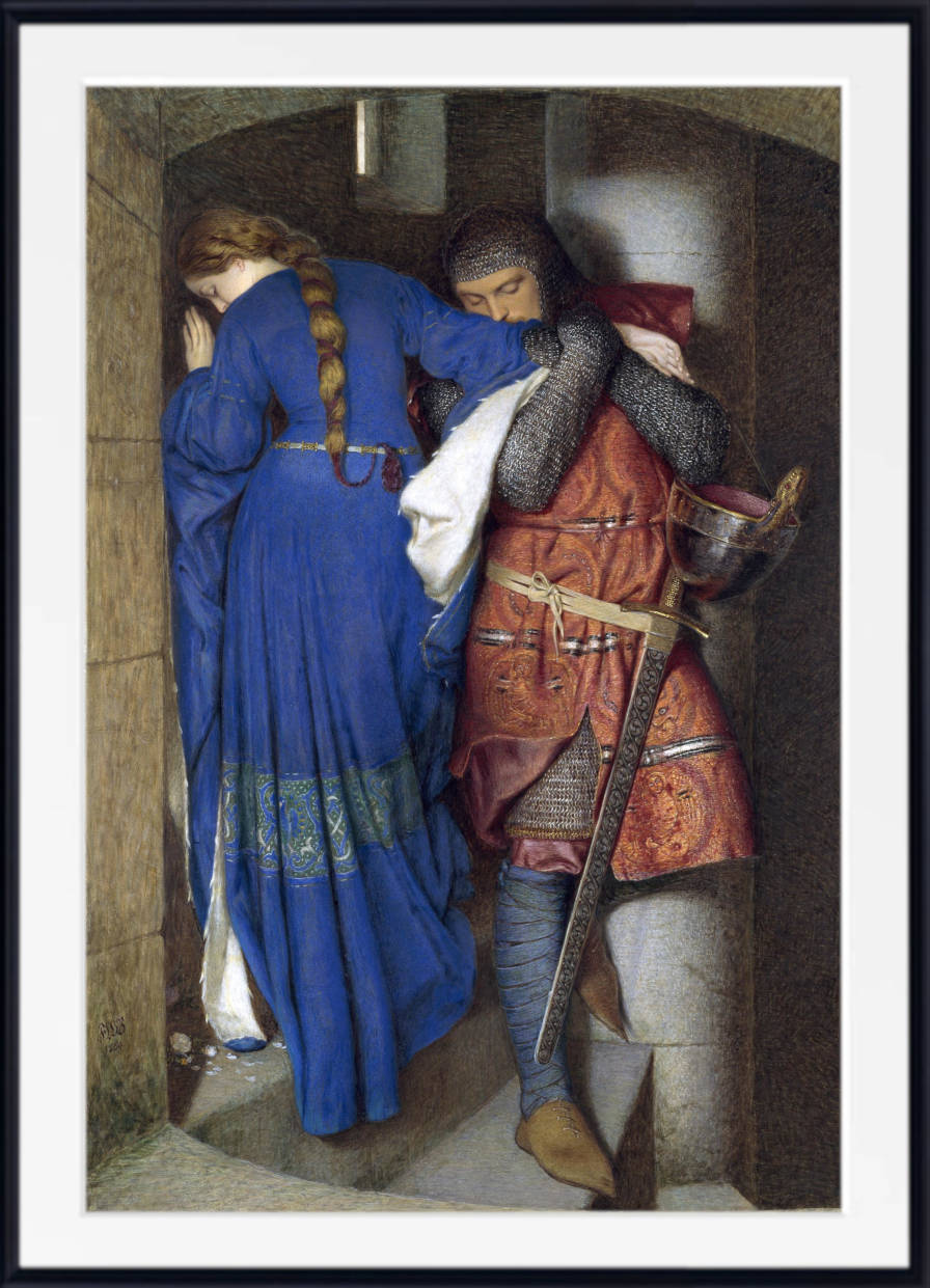 Frederic William Burton Fine Art Print, Hellelil and Hildebrand, the Meeting on the Turret Stairs