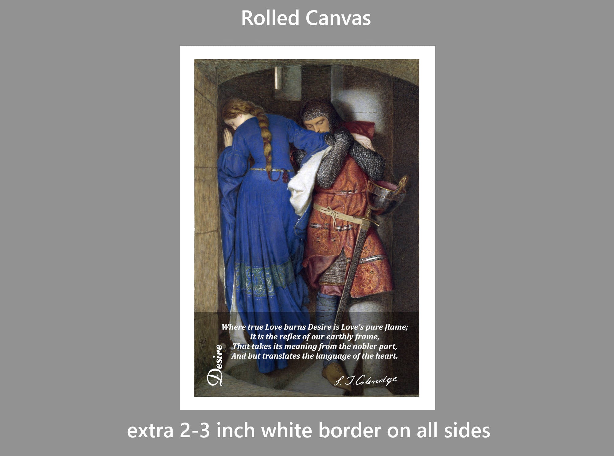 Desire, Samuel Taylor Coleridge Poem, Hellelil and Hildebrand Meeting on the Turret Stairs by Frederic William Burton