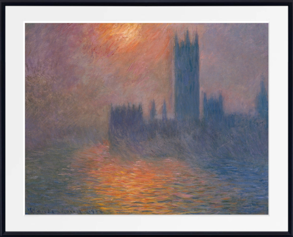 Houses of Parliament at sunset by Claude Monet