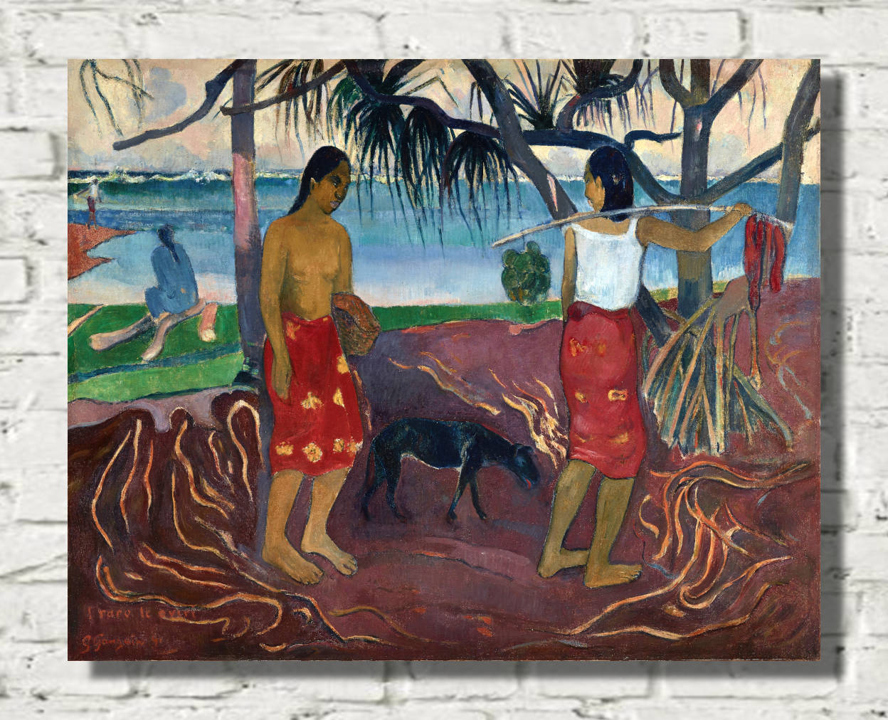 Paul Gauguin Print : I Raro te Oviri (Under the Pandanus) (1891)