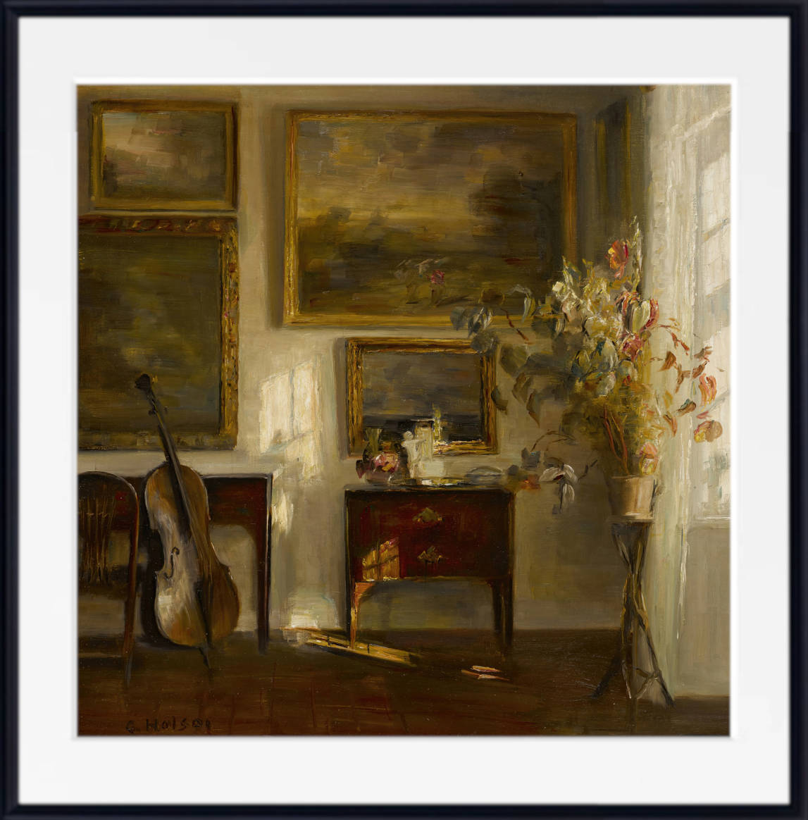 Carl Holsøe Print, Interior with cello II