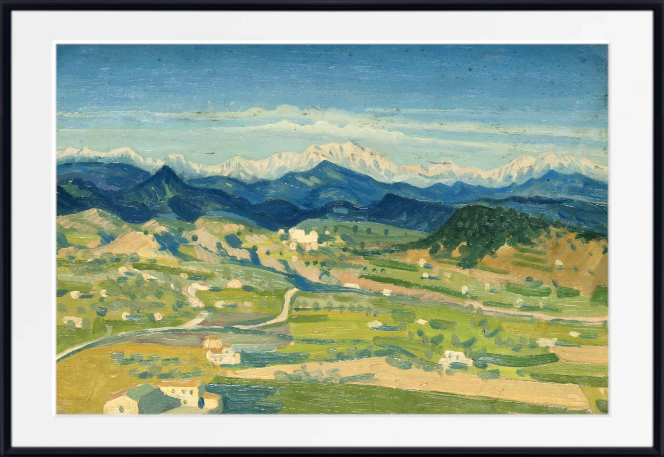 Derwent Lees Print, Italian Landscape With The Alps Beyond