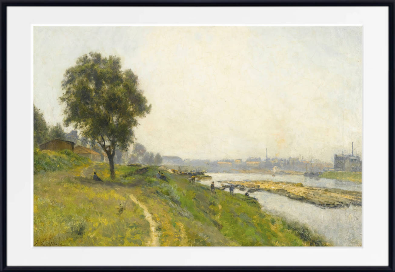 Stanislas Lepine Print, Ivry-Sur-Seine, The Confluence With The Marne (1876)