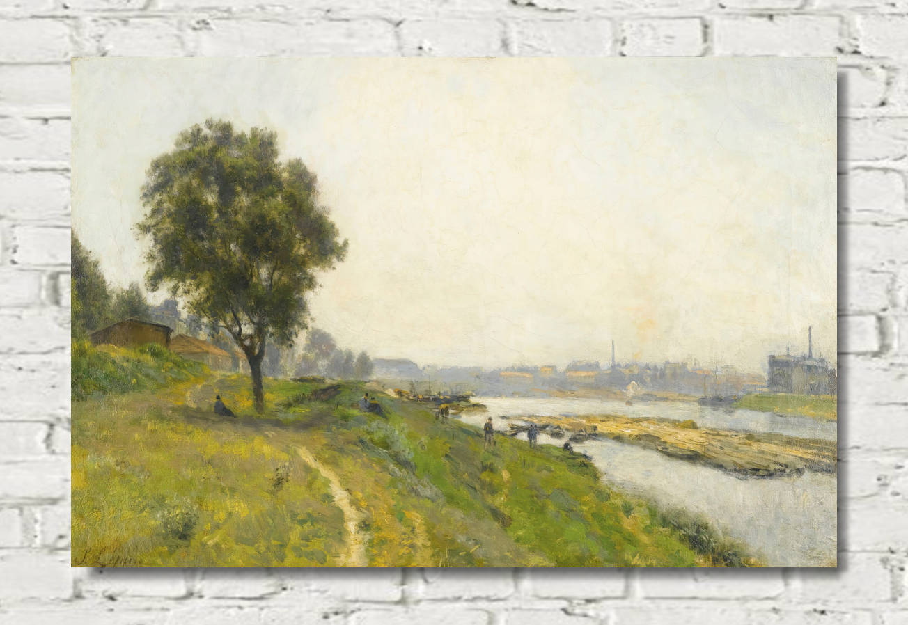 Stanislas Lepine Print, Ivry-Sur-Seine, The Confluence With The Marne (1876)