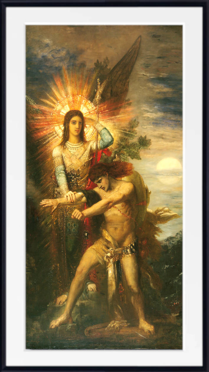 Gustave Moreau Fine Art Print, Jacob and the Angel