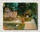 Joaquín Sorolla Print, Garden of the Adarves, Alhambra, Granada