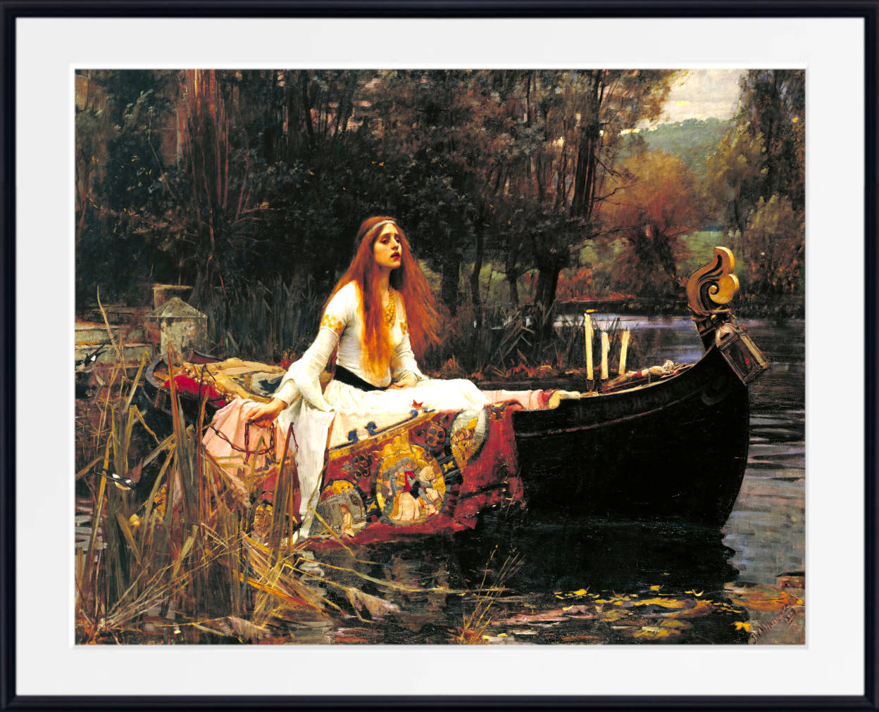 John William Waterhouse Fine Art Print, Lady of Shalott Lake – GalleryThane, image size:1248x1012