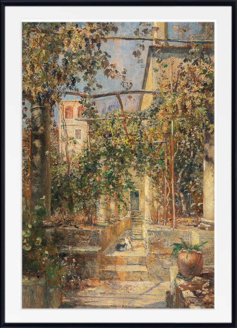 Marie Egner Print, Monastery courtyard in Capri