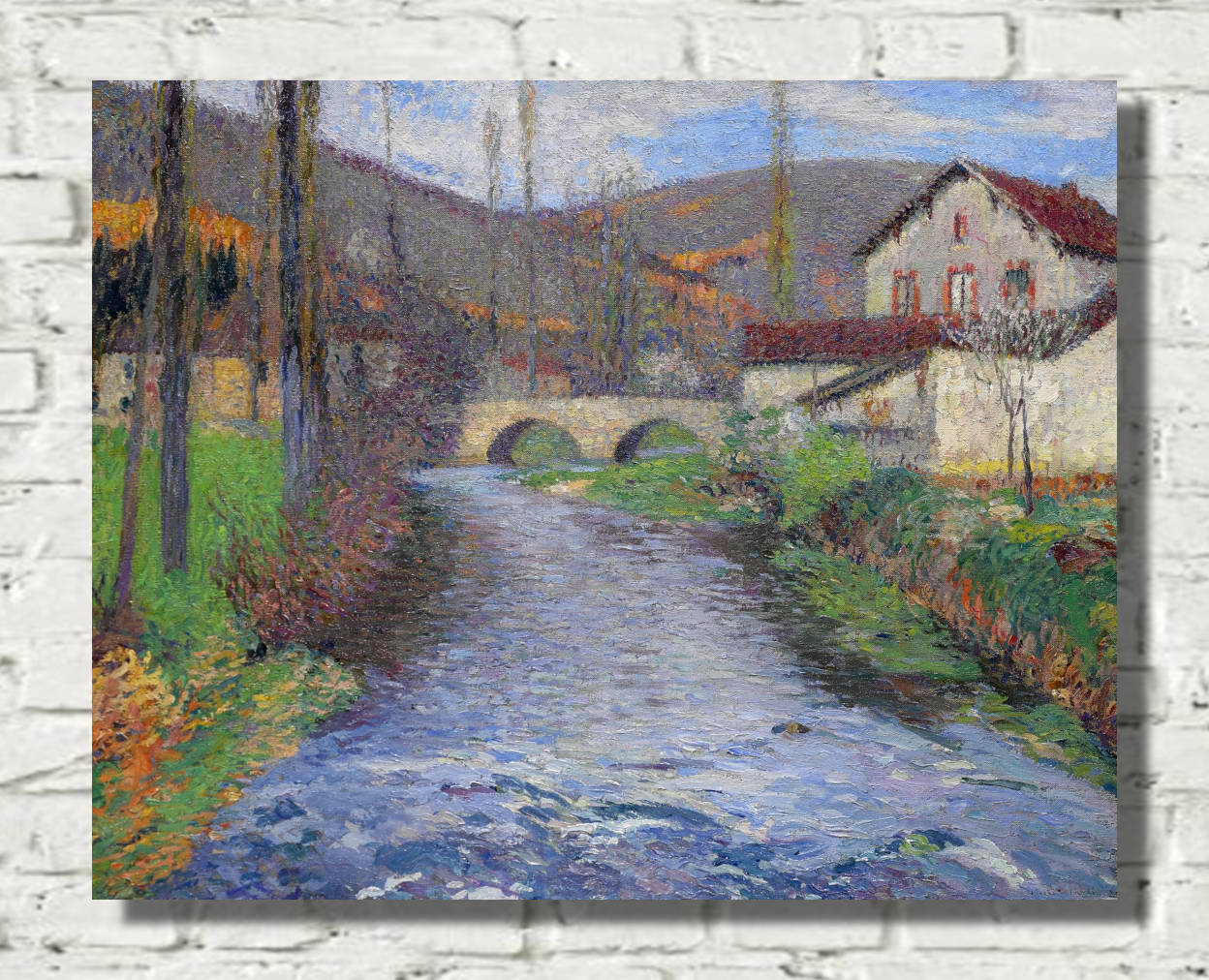 Henri Martin Print, The School and the Bridge over the Green at Labastide-du-Vert (1935)